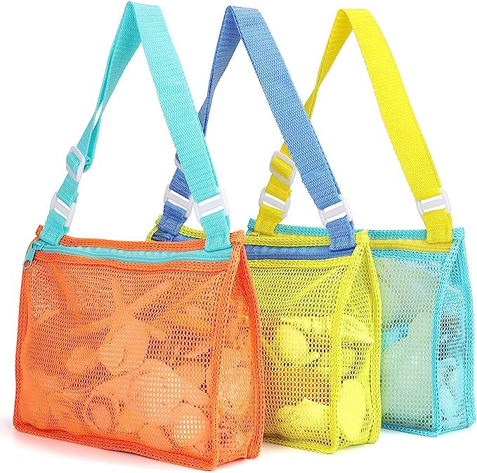Beach Toy Mesh Beach Bag Kids Shell Collecting Bag Beach Sand Toy Seashell Bag Mesh Pool Bag Beac... | Amazon (US)