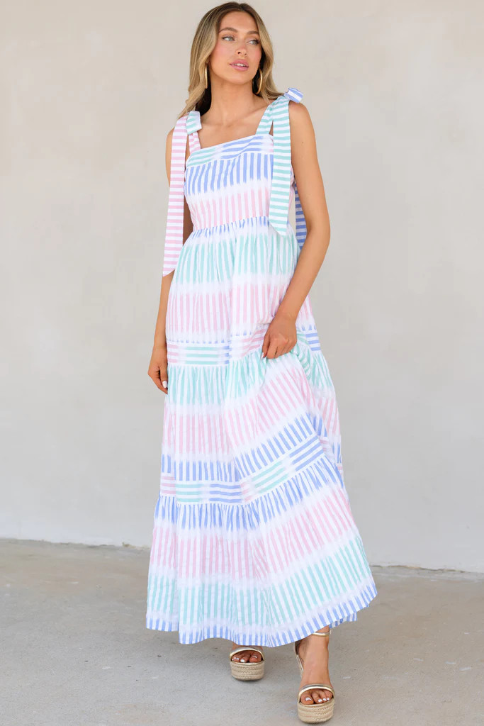 Enjoy Each Day Pink Multi Stripe Maxi Dress | Red Dress 