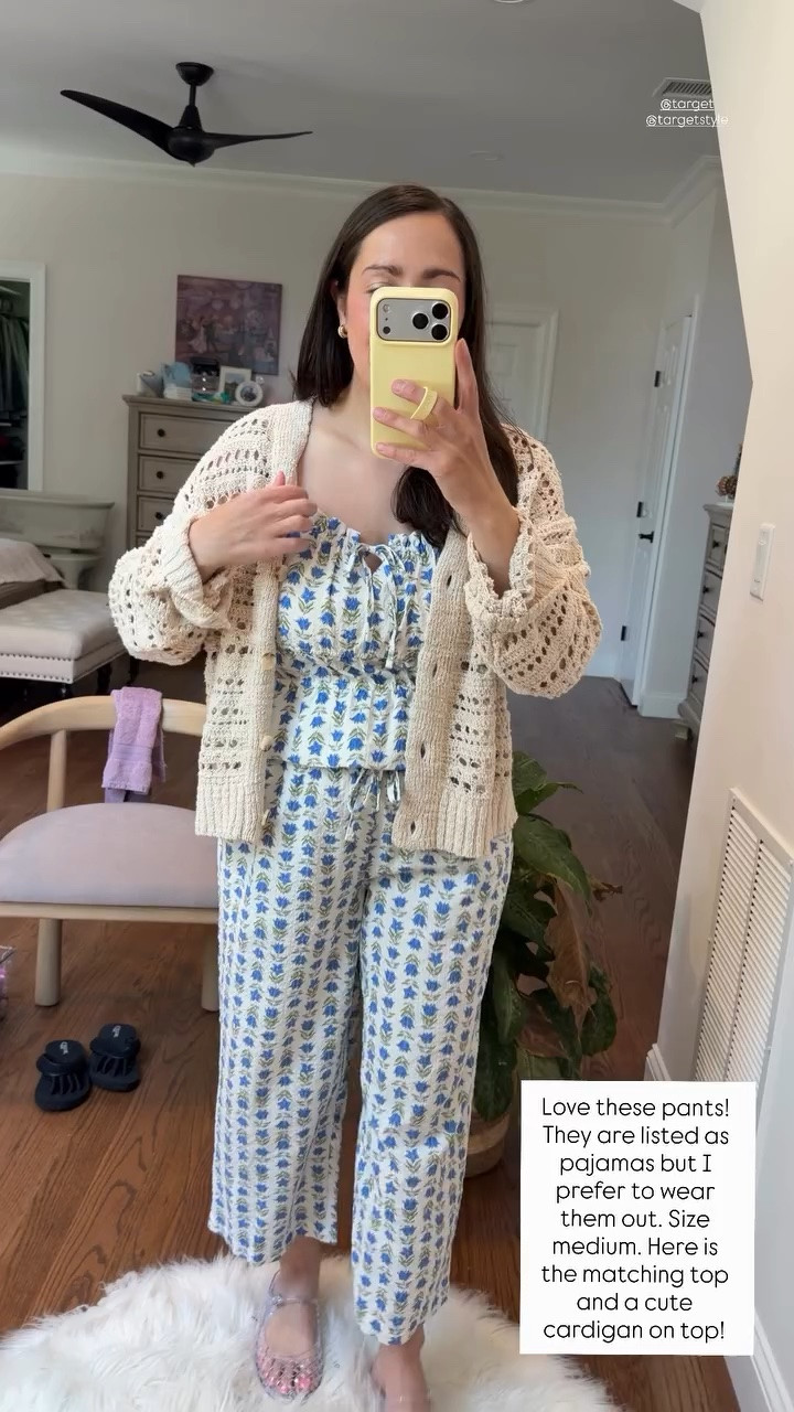 Love these pants! They are listed as pajamas but I prefer to wear them out. Size medium. Here is the matching top and a cute cardigan on top! @target @targetstyle
