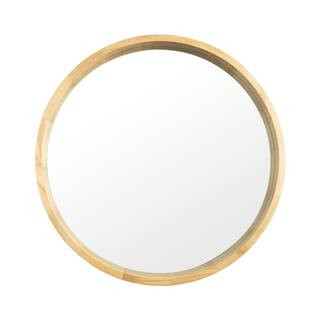 30 in. W x 30 in. H Round Natural Mirror with Wood Frame SN826C-289 - The Home Depot | The Home Depot