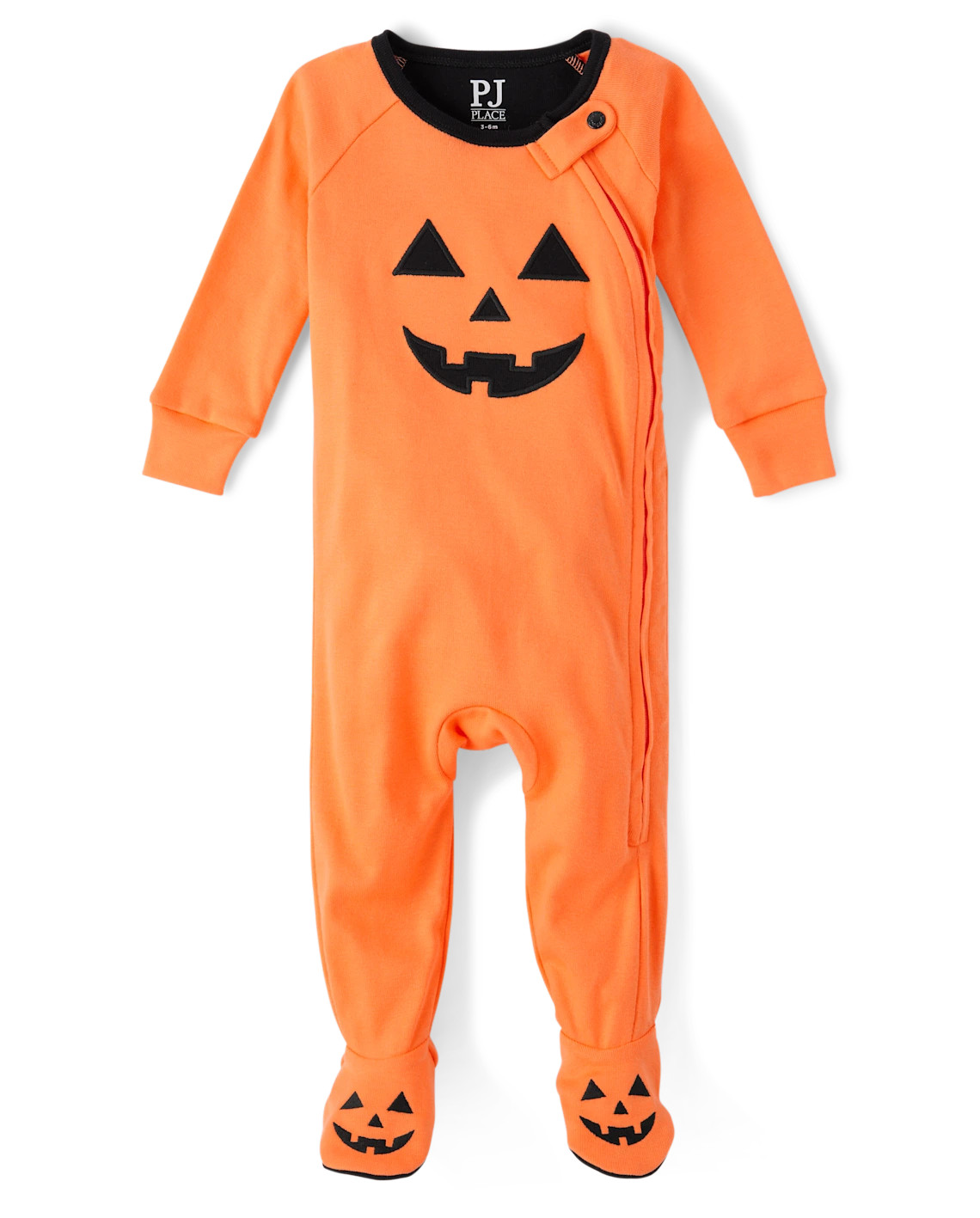 Baby And Toddler Pumpkin Face Snug Fit Cotton Footed One Piece Pajamas - orange | The Children's Place
