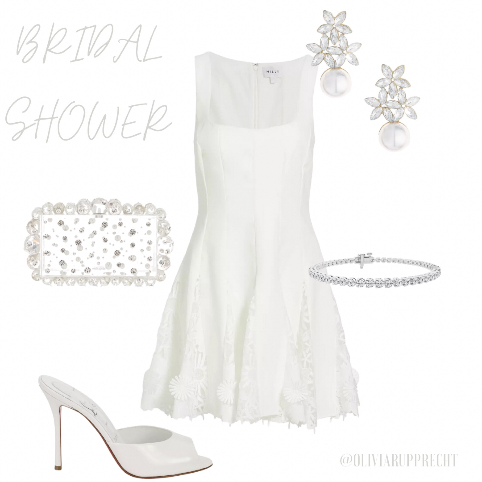 Bridal shower | heel | earrings | bracelet | shoes | white | sliver | dress | wedding | purse | clutch | saks | 

#LTKwedding #LTKstyletip #LTKGala