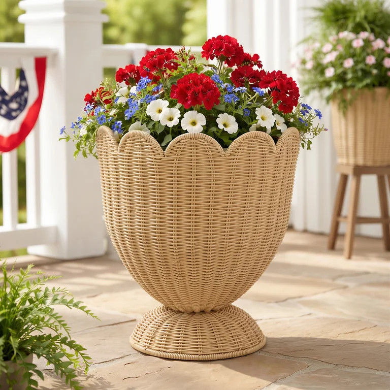 My Texas House Hand Woven Scalloped Patriotic Planter 14in x 12in | Walmart (US)