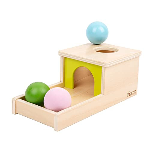 Adena Montessori Object Permanence Box with Tray Three Balls Montessori Toys for 6-12 Months Baby 1 Year Old Infant Toddler (Small Box - Typical) | Amazon (US)
