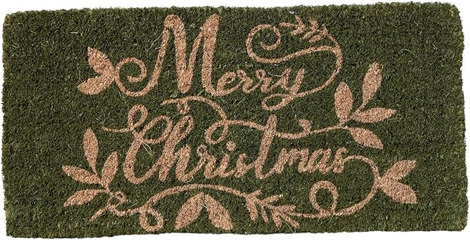 Creative Co-Op Coir Doormat Merry Christmas, Green | Amazon (US)
