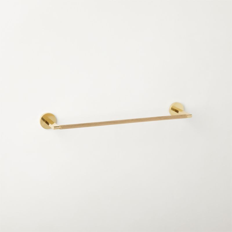 Nicolo Knurled Polished Unlacquered Brass Towel Bar 18'' + Reviews | CB2 | CB2