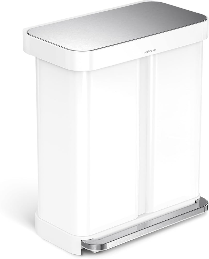simplehuman Large Kitchen Double Trash Can with Lid, Touchless, Recycle Bin + Waste Basket, 58 Li... | Amazon (US)