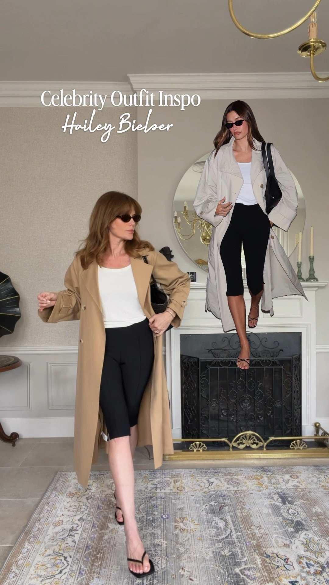 Celebrity outfit inspo: Hailey Bieber
Capri pants
Trench coat 
Kitten heels 

#LTKuk #LTKstyletip