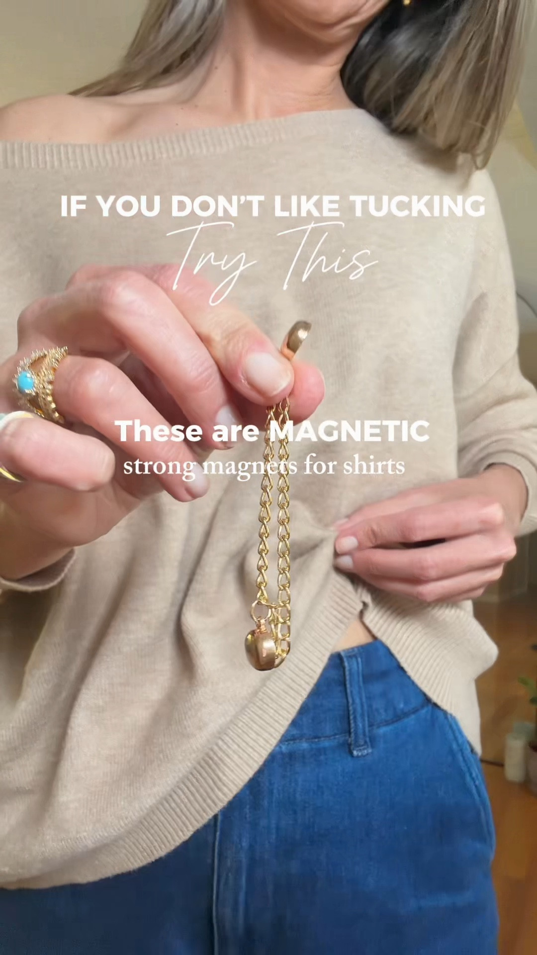 Magnetic cloth clips are great way to shorten inseam or do half tuck
Works on lighter fabrics 



#LTKOver40 #LTKdayinmylife #LTKMidsize