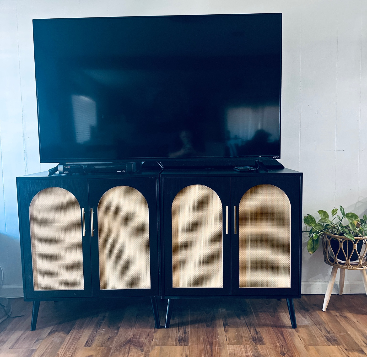 We are using as a tv stand but you could use a 2 separate cabinets or a buffet also.

#LTKFamily #LTKHome #LTKStyleTip