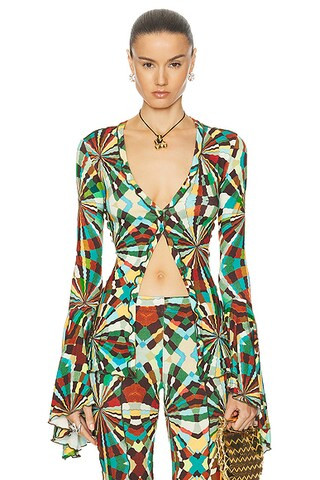 Hailey Fluted Long Sleeve Top | FWRD 