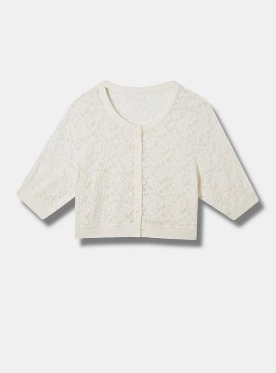 Lace Cropped Shrug Button Front Sweater | Torrid (US & Canada)