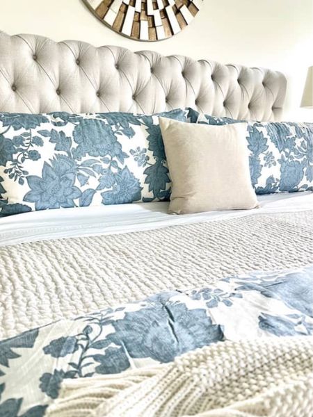 New blue and white floral print bedding. My Texas House floral comforter set in blue and white print.

#LTKSeasonal #LTKstyletip #LTKhome