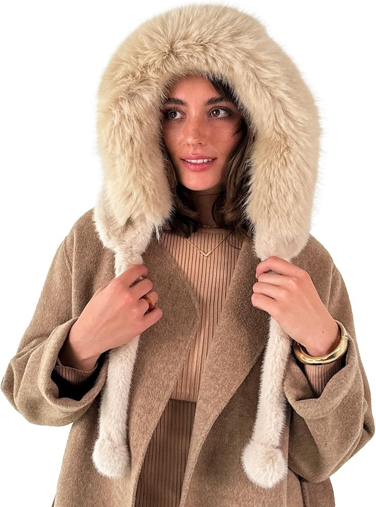 CATCHY & CRAFTY Faux Fur Hooded Winter Hats for Women Warm Fluffy Trapper Hats Head Ear Neck Cove... | Amazon (US)