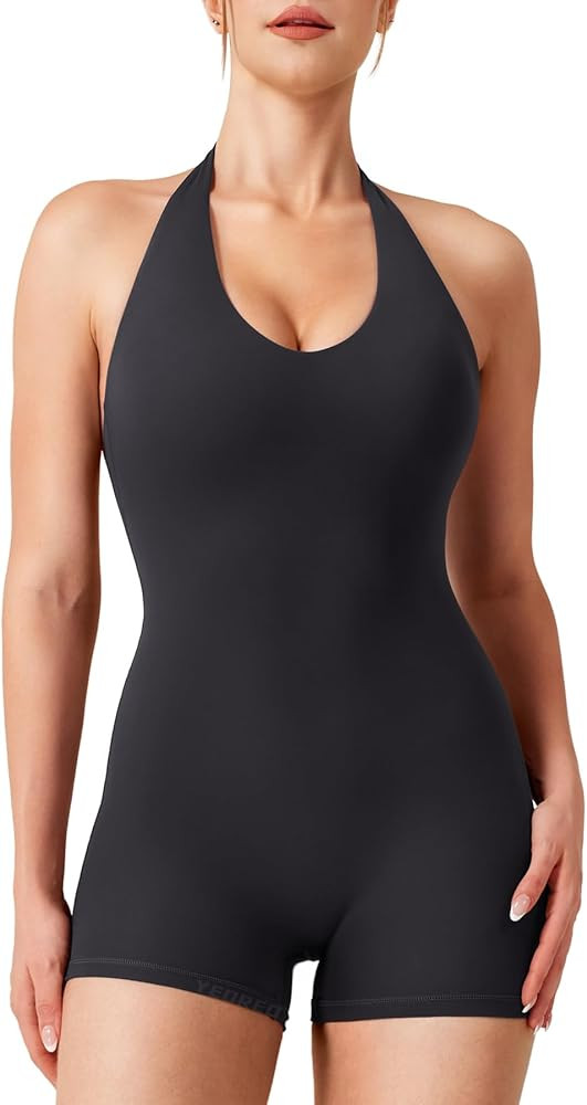 YEOREO LuxFlow Halter Workout Jumpsuits for Women Openback One Piece Padded No Front Seem Bodysui... | Amazon (US)