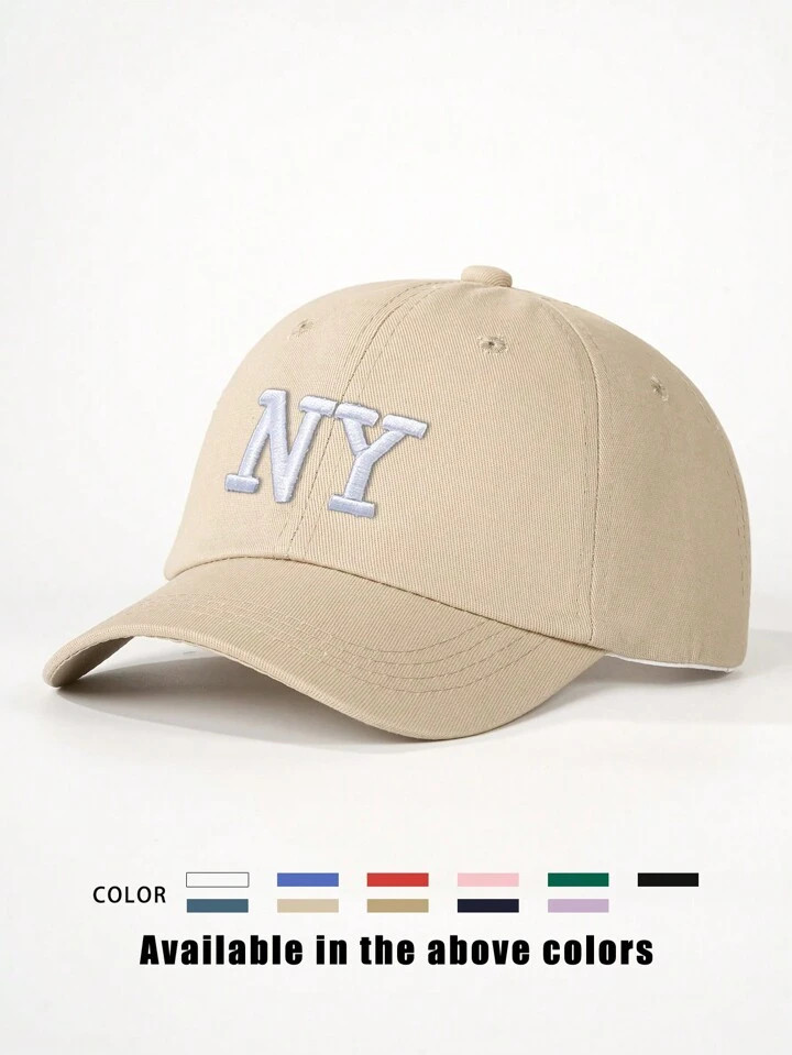 1pc Embroidered NY Cap, Adjustable Outdoor Sunscreen Casual Hat Suitable For Spring, Autumn, Trav... | SHEIN