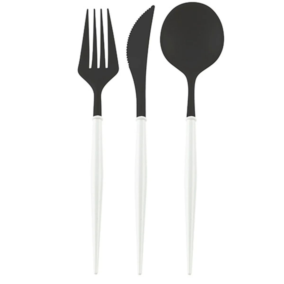 Black and White Bella Assorted Plastic Cutlery/36pc, Service for 12 | Sophistiplate