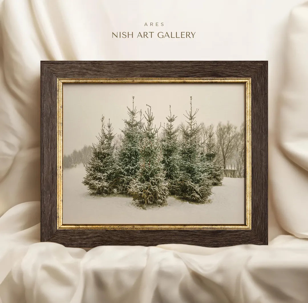 Framed Winter Pine Forest Print: Vintage Christmas Wall Art #252 - Etsy | Etsy (US)