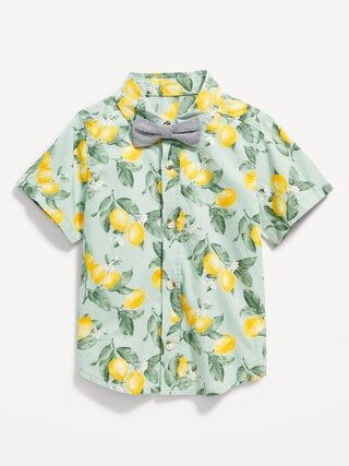 Short-Sleeve Printed Poplin Shirt & Bow-Tie Set for Toddler Boys | Old Navy (US)