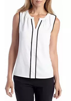 Calvin Klein Piped Woven Blouse | Belk
