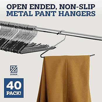 Zober Pants Hangers Non Slip - 40 Pack Open Ended Pants and Jean Hangers for Closet - Space Savin... | Amazon (US)