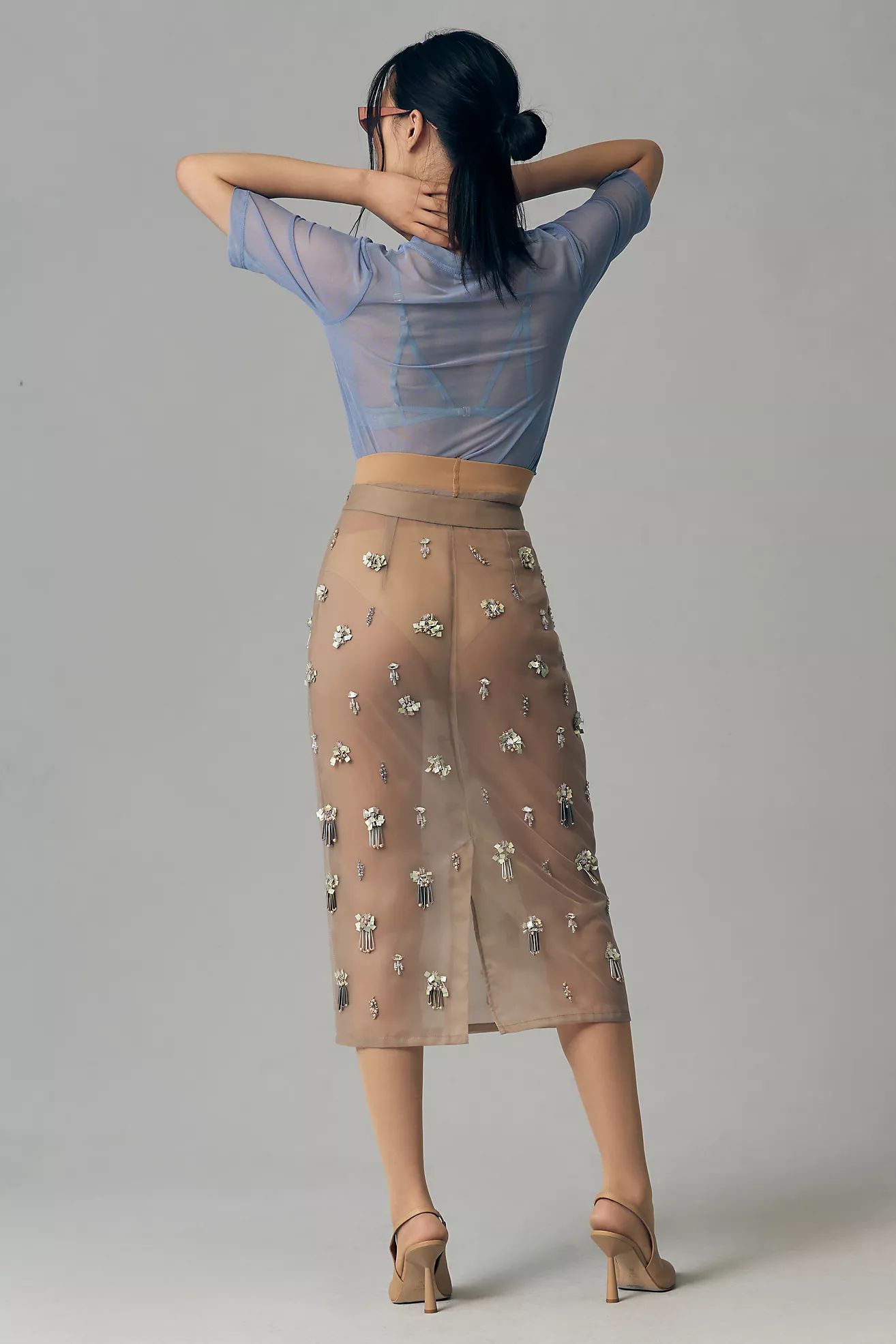 Geisha Designs Sheer Embellished Skirt | Anthropologie (US)