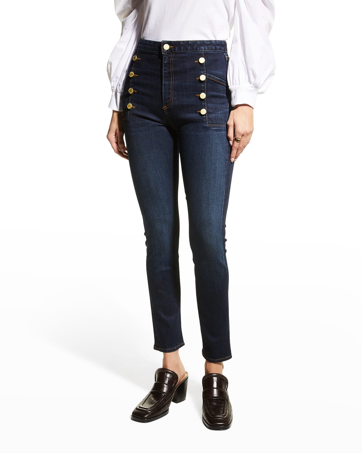 Stephanie Cropped Skinny Sailor Jeans | Neiman Marcus
