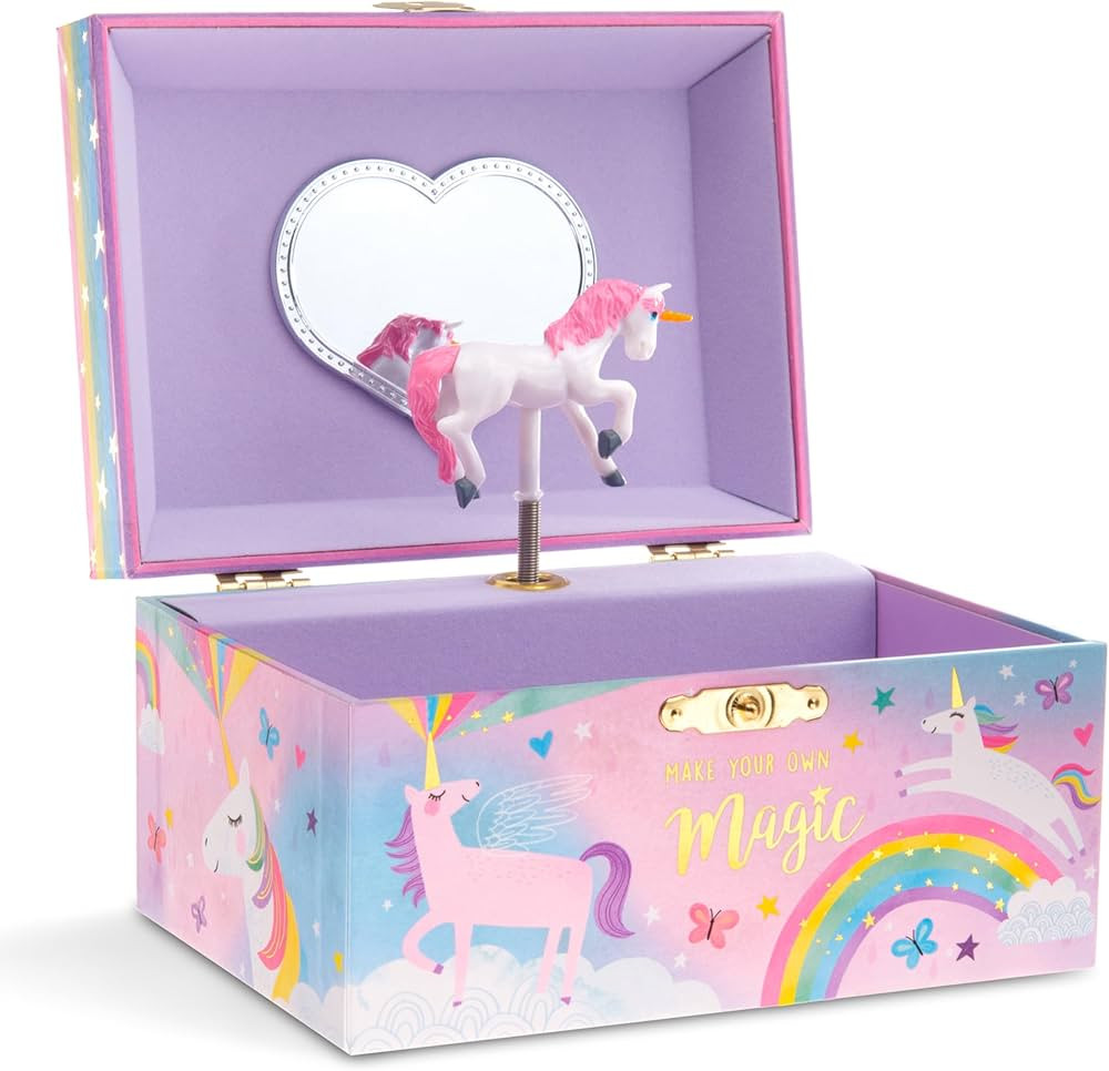 Jewelkeeper Girl's Musical Jewelry Storage Box with Spinning Unicorn, Cotton candy Unicorn Design... | Amazon (US)