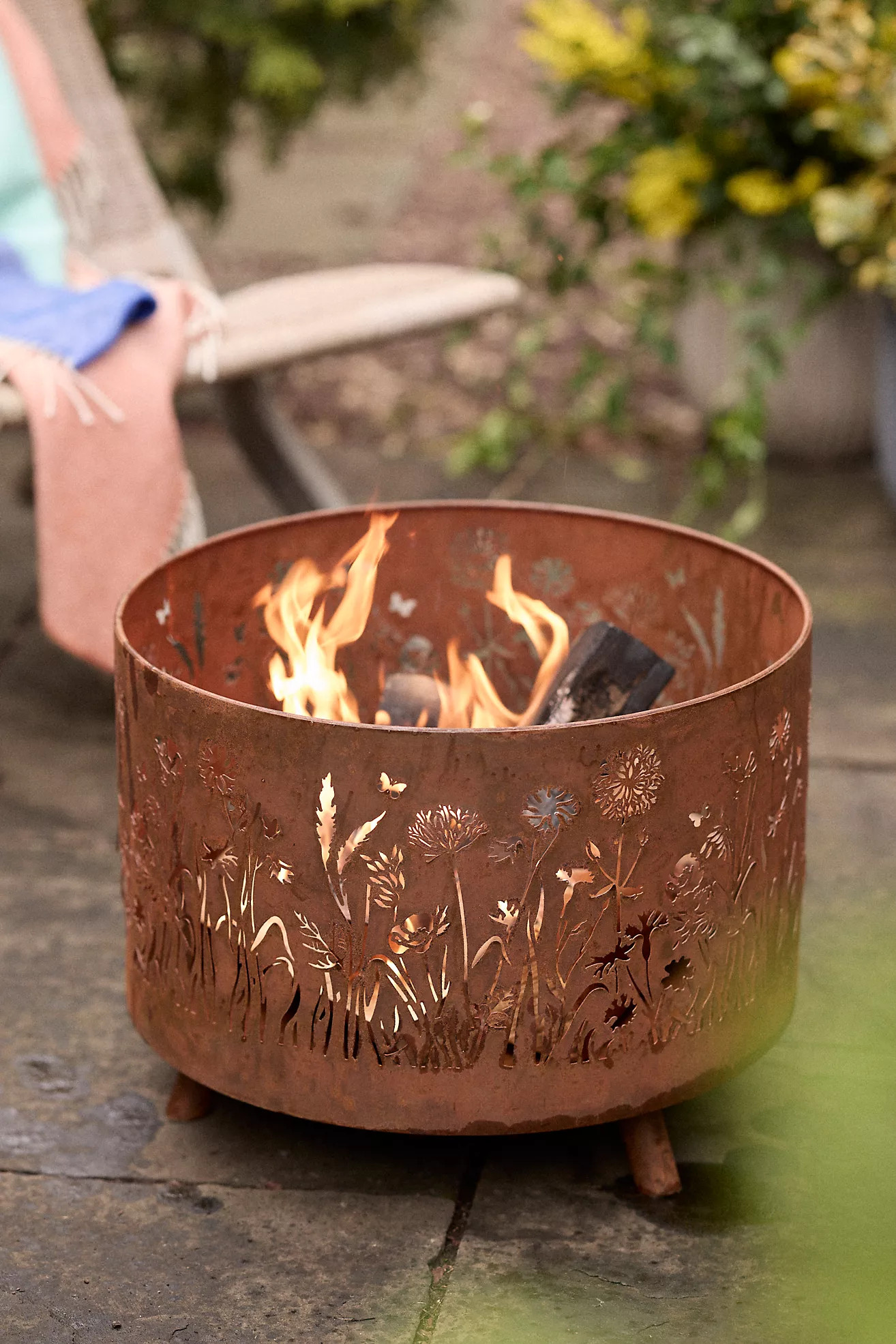 Floral Weathering Steel Fire Pit | Anthropologie (US)
