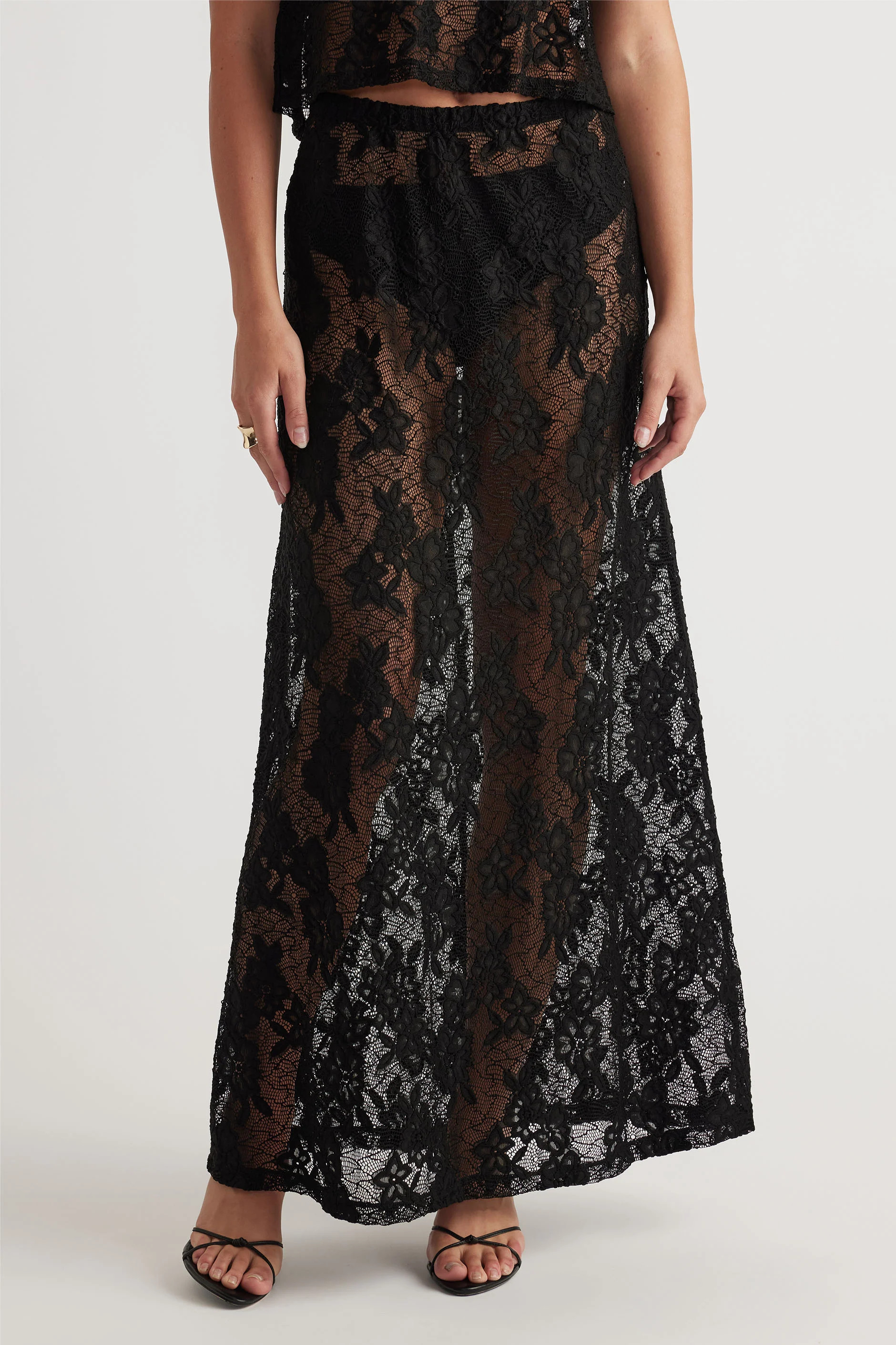 Lace Maxi Skirt - Black | DECJUBA