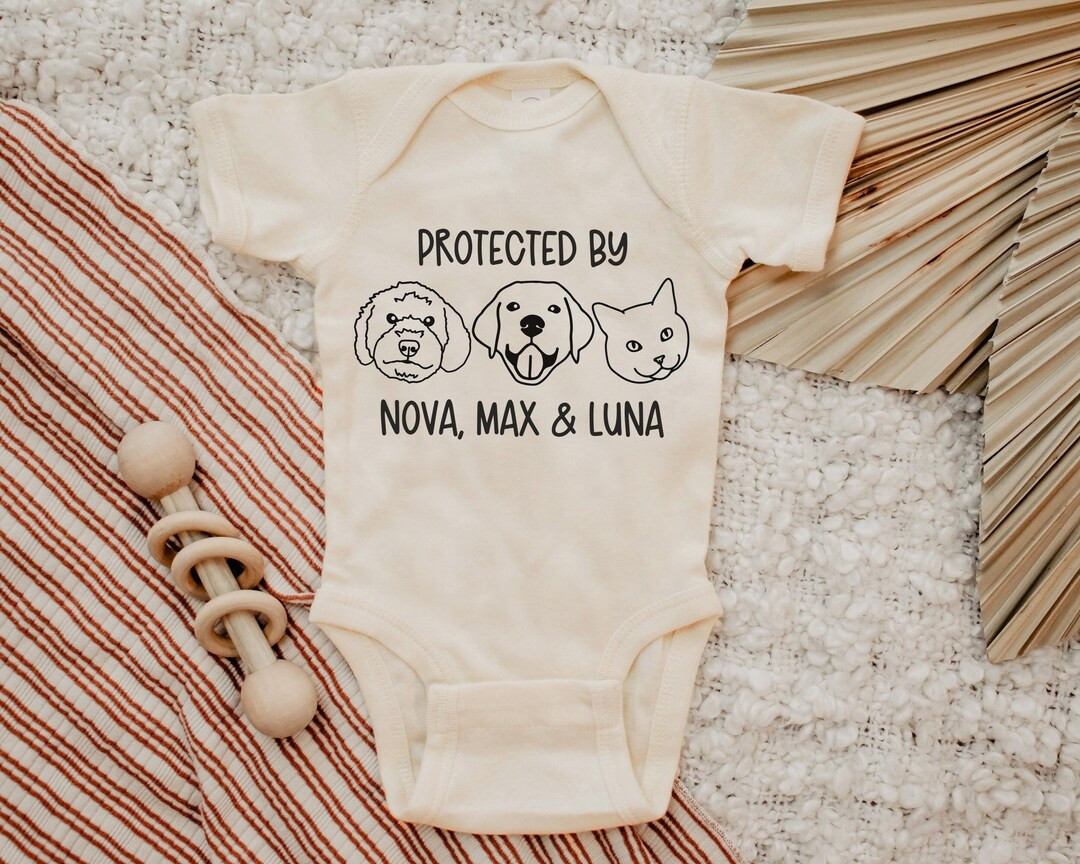 Baby Shower Gift Protected by Dog Onesie® Custom Dog - Etsy | Etsy (US)