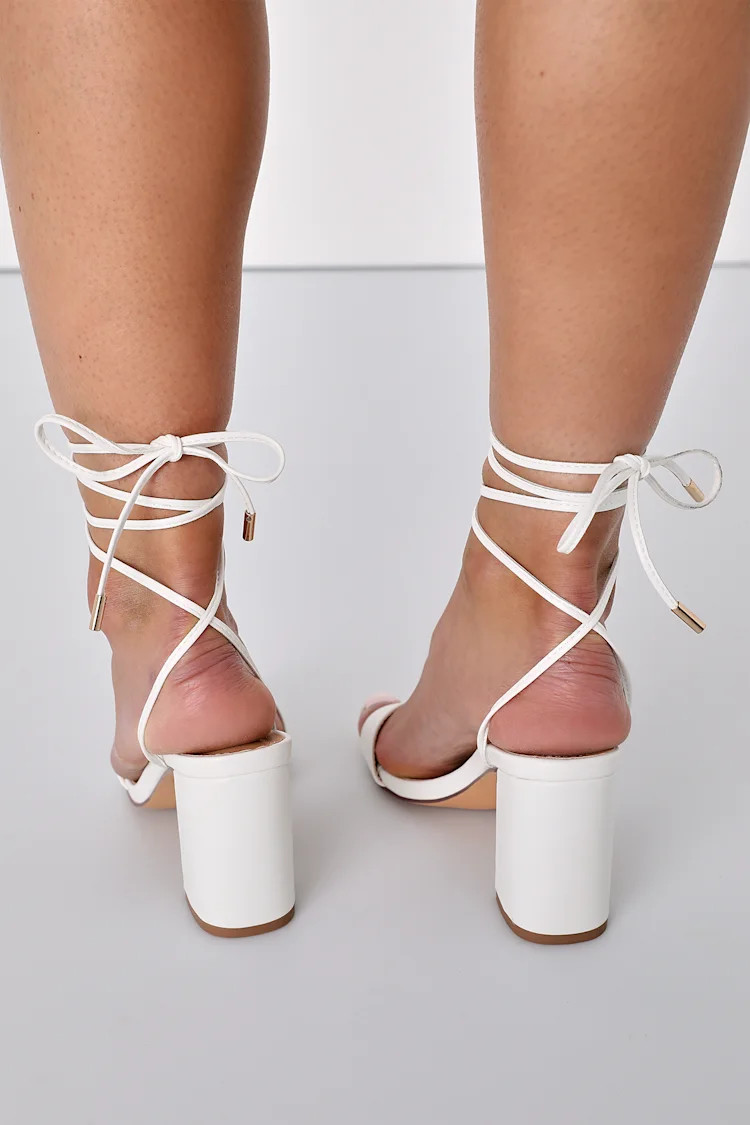 Zoyana White Lace-Up High Heel Sandals | Lulus