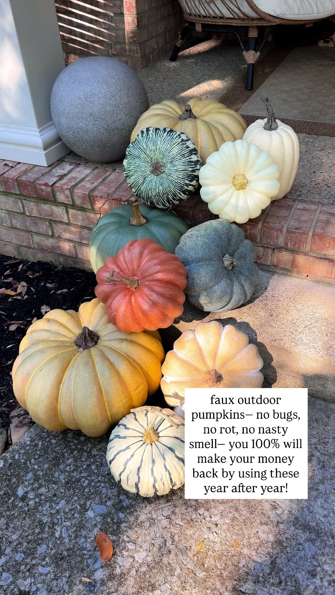 Faux outdoor pumpkins porch punpkjn fall decor halloween decor pottery barn pumpkins 

#LTKSeasonal #LTKFindsUnder100 #LTKFallSale