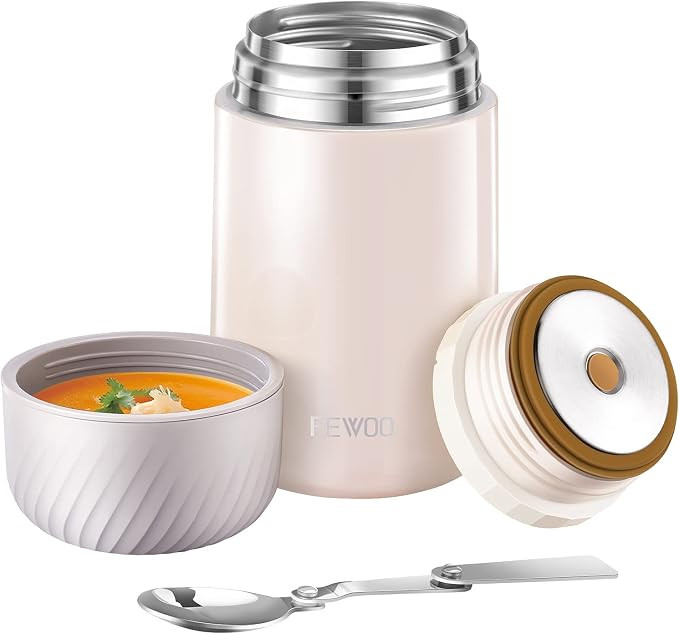 FEWOO Food Thermos, 27oz Vacuum Insulated Soup Flask, Stainless Steel Lunch Container for Hot Foo... | Amazon (US)