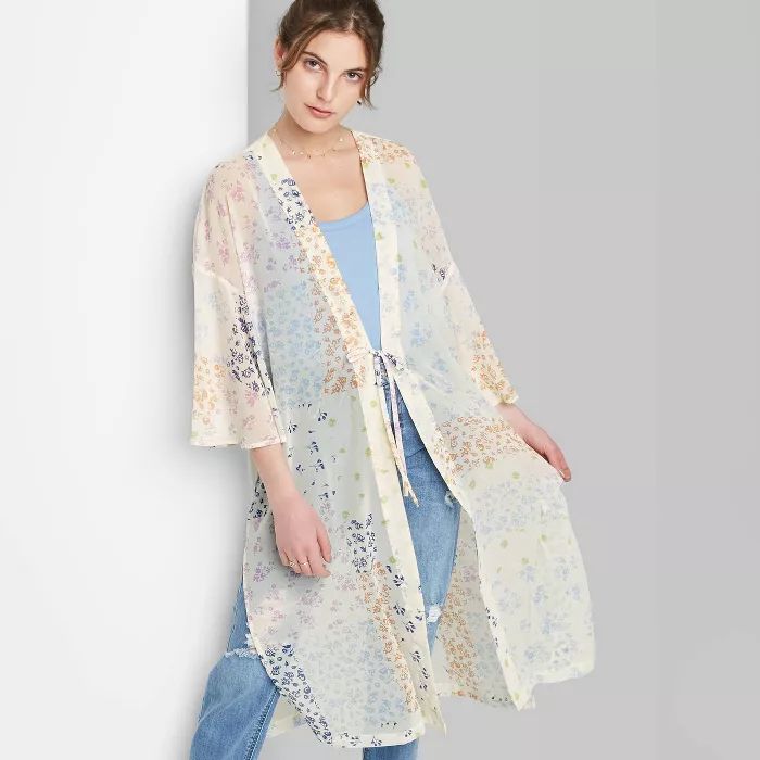 Women's Floral Print Duster Wild Fable™ - Cream | Target