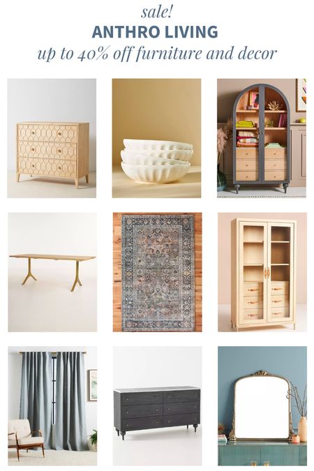 Anthroplogie’s big spring home sale ends tonight! There are so many great pieces included - these are just a few great ones I pulled! My all-time fave arched cabinet is included in the sale in a few different colors (top right) along with everyone’s favorite ornate gold mirror - it’s such a great time to snag a high quality piece at a deep discount. Don’t miss it! 

#LTKsalealert #LTKhome