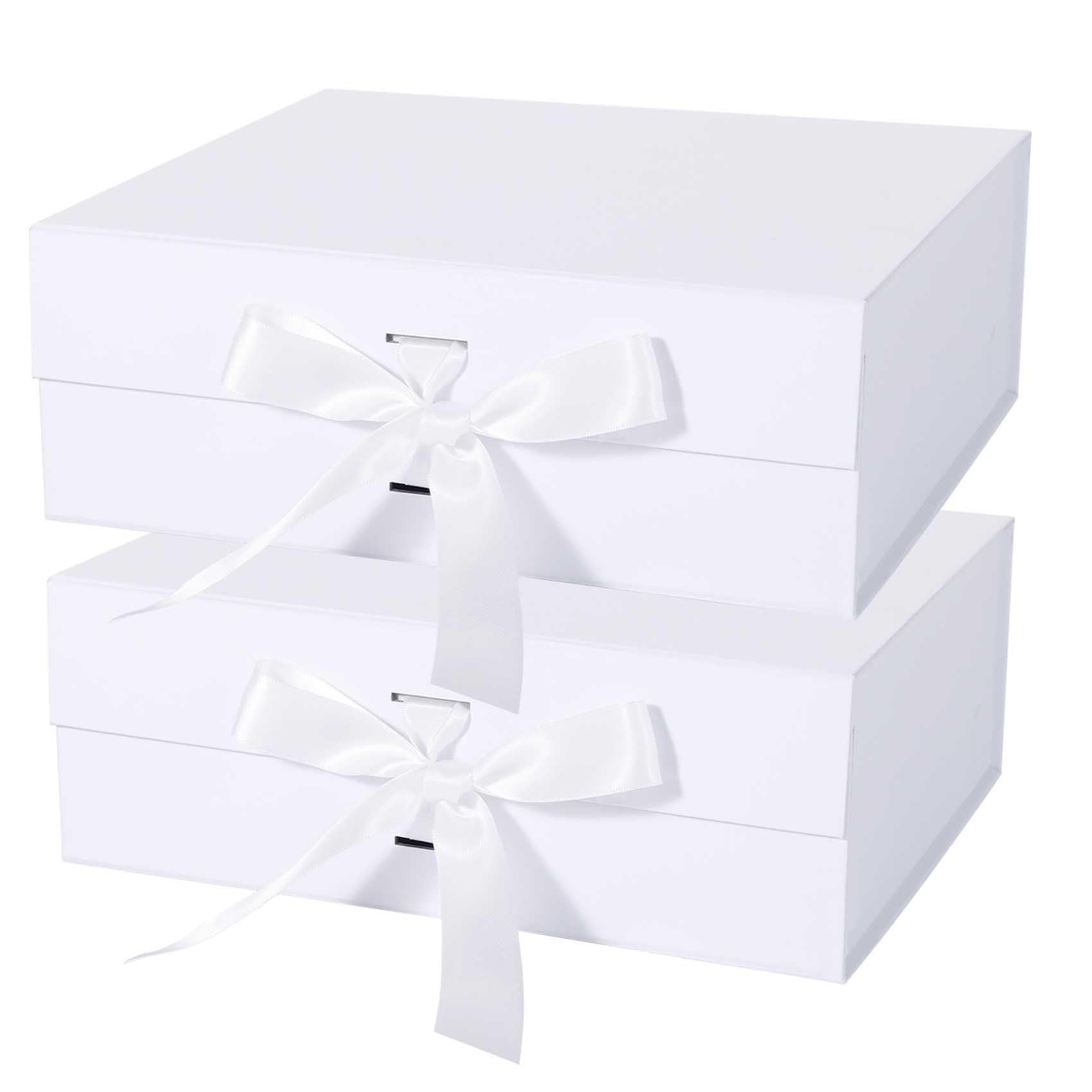 White Gift Box with Ribbon Magnetic Lids 10.2x9x3.74 in, Christmas Gift Boxes Bridesmaid Groomsma... | Amazon (US)