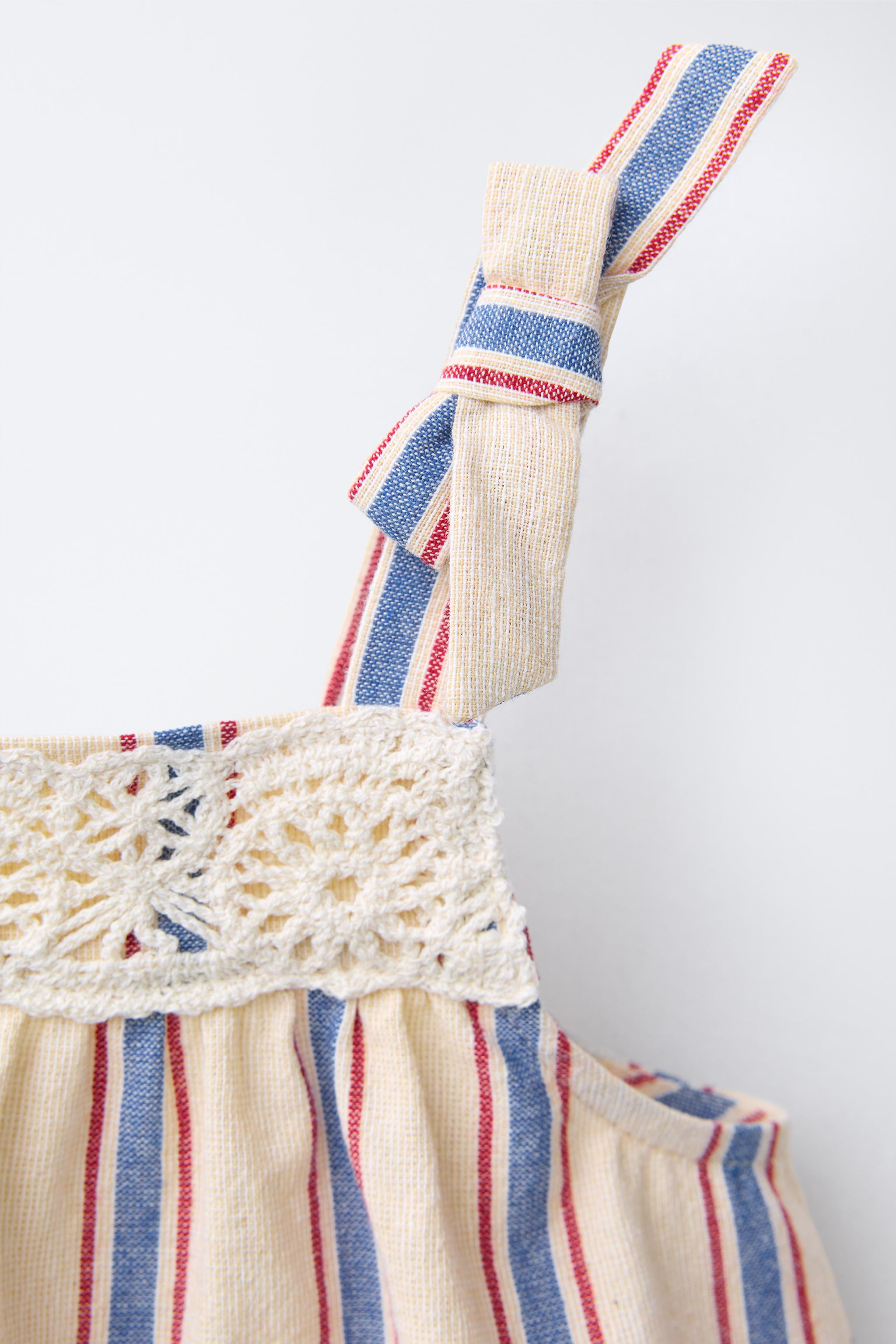 COMBINATION CROCHET KNIT STRIPED TOP | Zara US