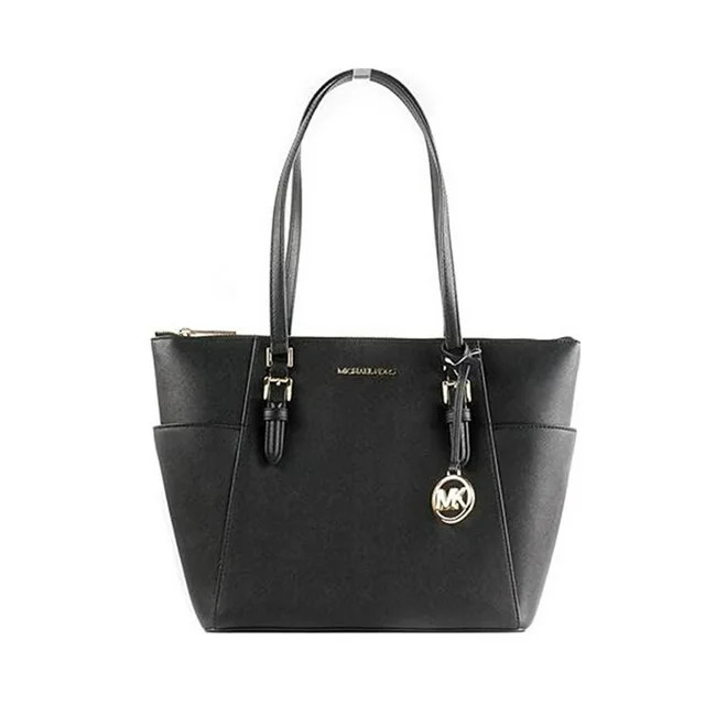 Michael Kors Women Lady Large Leather Shoulder Tote Handbag Purse Bag Black Gold | Walmart (US)