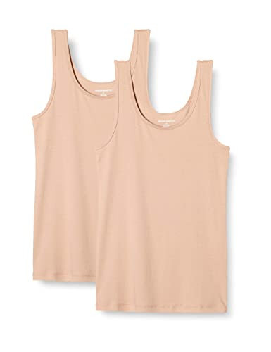 Amazon Essentials Women's Slim-Fit Tank Top, Pack of 2, Beige, XX-Large | Amazon (US)
