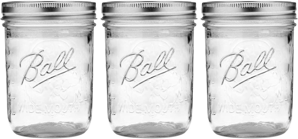 Ball Wide Mouth Pint 16-Ounces Mason Jars with Lids and Bands, (Set of 3) | Amazon (US)