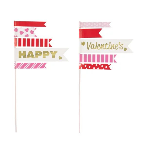 Pennant Flag Valentine's Day Cake Toppers, 2ct | Walmart (US)