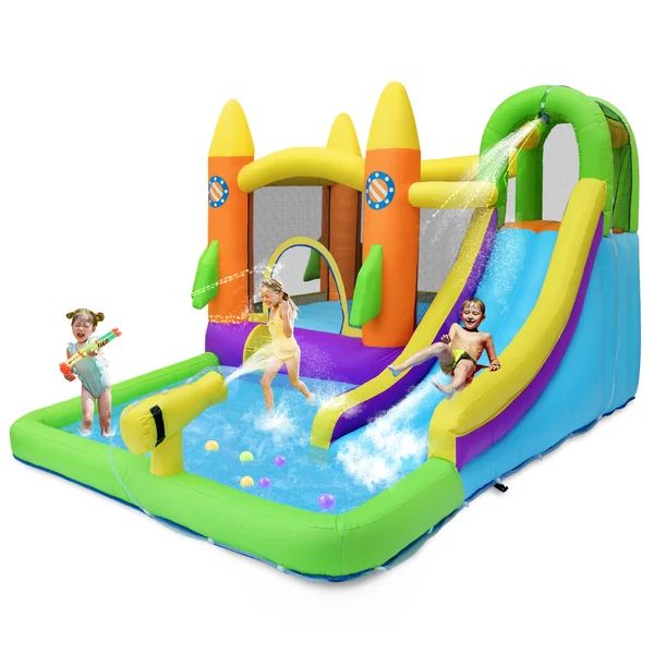 8'5" x 11'8" Bounce House with Water Slide and Air Blower | Wayfair North America