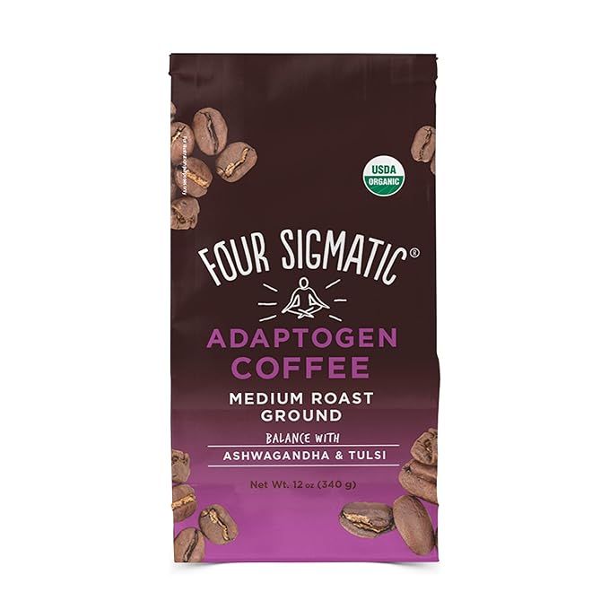 Adaptogen Coffee by Four Sigmatic, Organic Medium Roast Ground Coffee with Ashwagandha, Chaga & T... | Amazon (US)