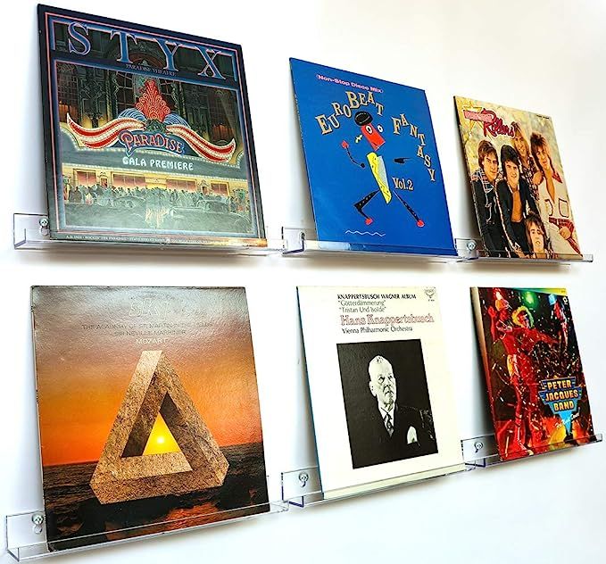 Sooyee Clear LP Vinyl Record Display Shelf Wall Mount,6 Pack Acrylic Album Record Holder,Display ... | Amazon (US)