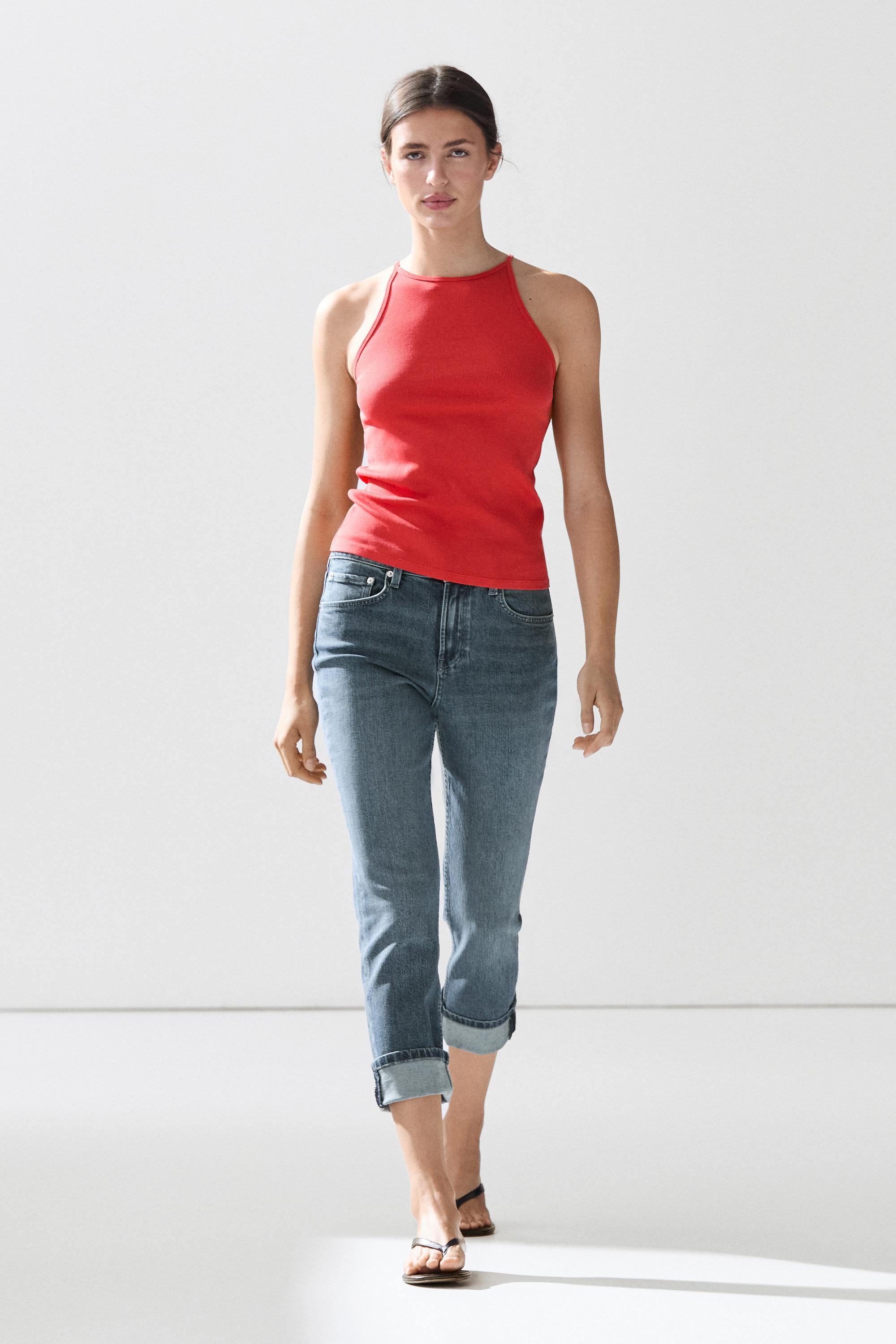 Top encolure américaine en coton mélangé | Massimo Dutti FR