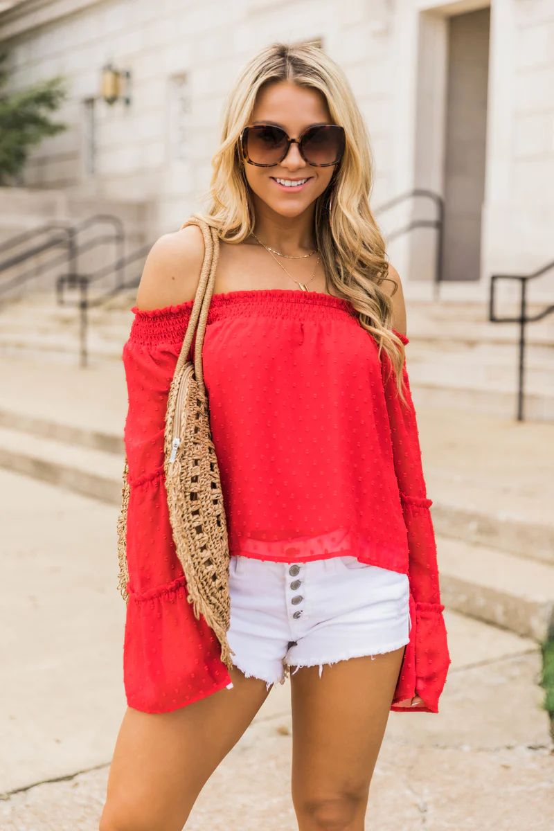 Meet Me For Brunch Red Blouse | The Pink Lily Boutique