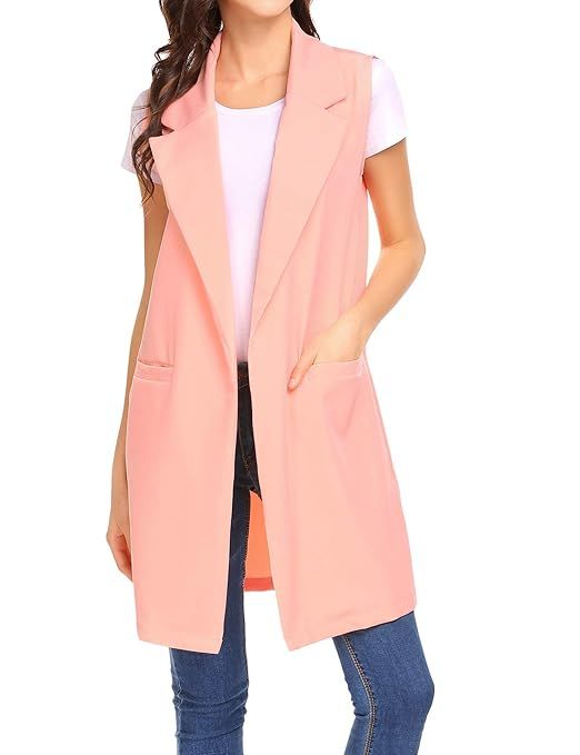 Beyove Women's Sleeveless Oversized Open Longline Duster Blazer Jacket Coat | Amazon (US)