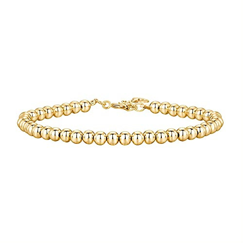 PAVOI 14K Yellow Gold Plated Beaded Bracelet | Womens Ball Bracelet | Plated Gold Bracelets For Women | Amazon (US)