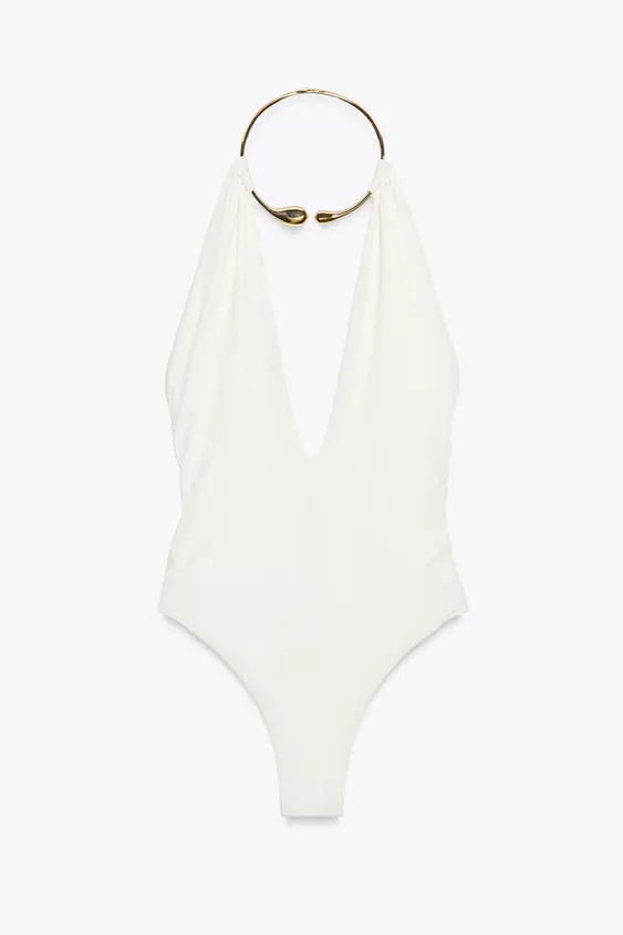 HALTER SWIMSUIT WITH METAL COLLAR | Zara UK